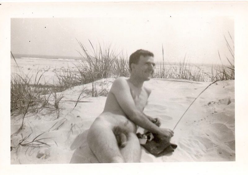 Mid Century Authentic Photograph, 'Very Confident Smiling & Naked Man with Rather Large Appendage', Measures (teehee) 3.5 x 2.5 inches, $165.