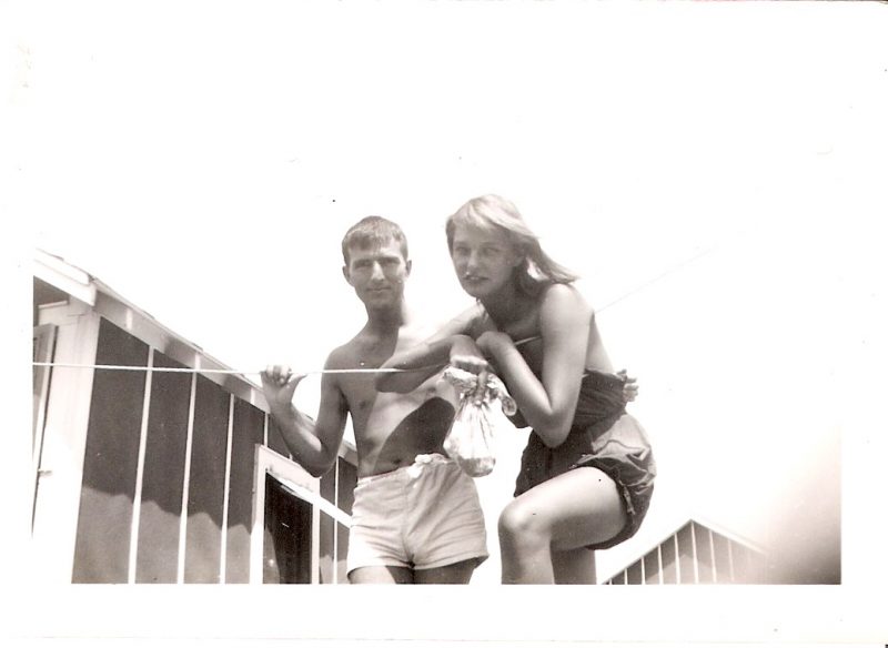 'Fire Island Series', Mid Century Authentic Photograph, 'Jeanne Owens & Friend in their Bathing Suits', Dated June 1946, Measures 2.5 x 3.5 inches. SOLD.