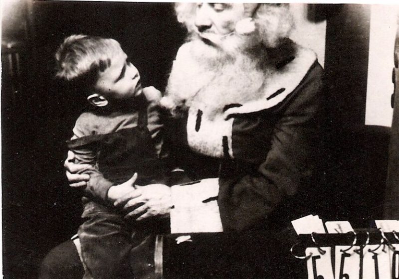 Mid Century Authentic Photograph, 'Creepy Santa & Pissed Off Kid', Measures 2.75 x 2 inches. $20.