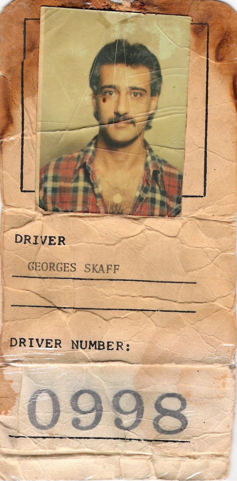 Found Taxi Driver Photo ID & Number, 'George Skaff, #0998', Unknown Origin but found in New York City, Measures 2.75 x 5.5 inches. $45.