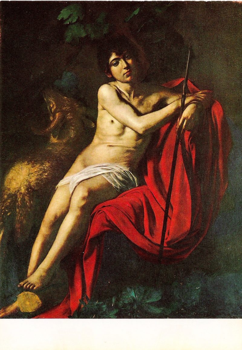 Mid Century Vintage Postcards, 'Michelangelo Caravaggio, St John The Baptist in the Desert (Borghese Gallery). Measures approx. 4 x 5 inches (sizes vary slightly). $15.