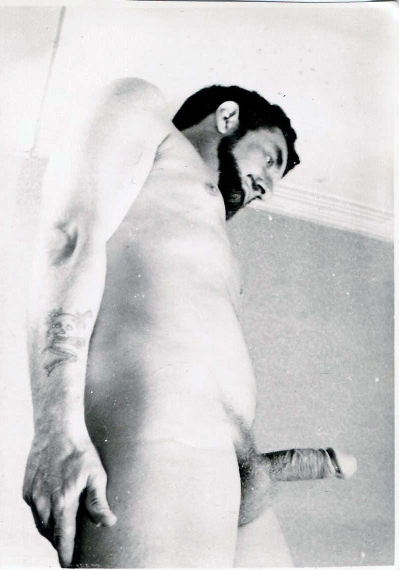 'Bearded Man with Skull Tattoo & Erection', Original Vintage Photograph, Measures 3.25 x 4.5 inches. $45