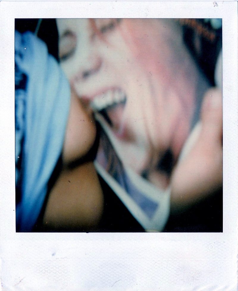 Found & Unknown Polaroid, 'Breast & Shouting Woman Advertisement', Measures 3.5 x 4 inches, $20