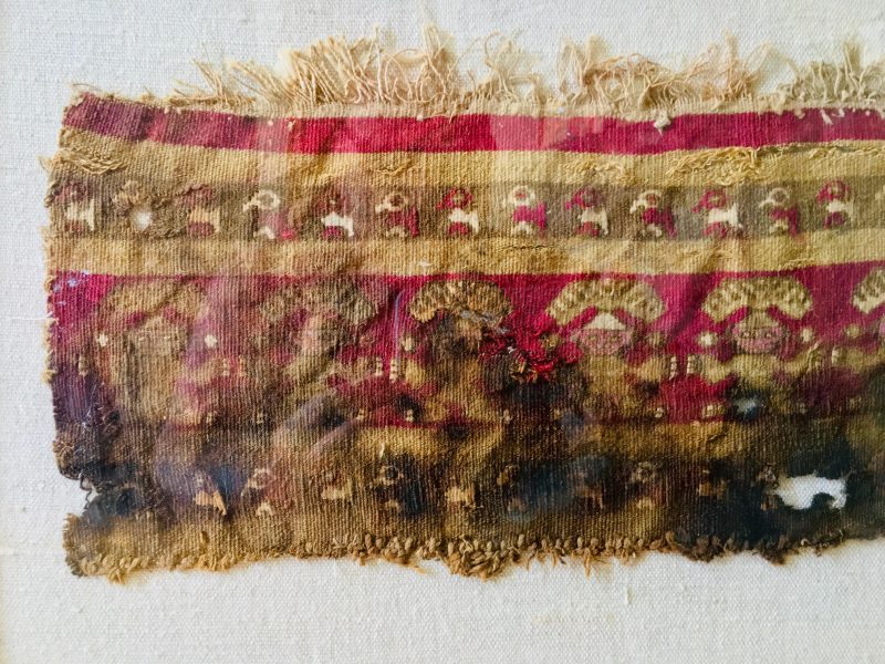  Pre-Colombian Peruvian Burial Textile with Bodily Fluids Markings. Measures 11 x 19 inches. Private Collection 