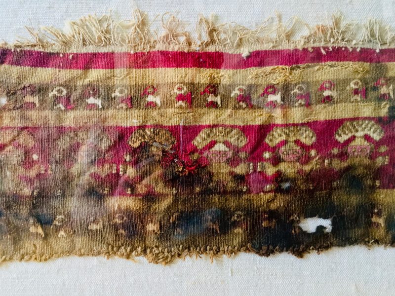 re-Colombian Peruvian Burial Textile with Bodily Fluids Markings. Measures 11 x 19 inches. Private Collection 