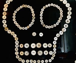 Anonymous Outsider Artist Skull Textile Artwork