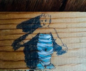 Original Drawing on Wood by Yvonne Puffer, 1993