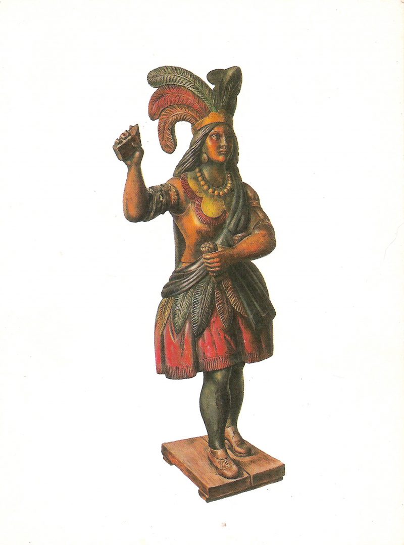 Mid Century Vintage Postcard, 'Cigar Store Indian', Rendering by Helmle Hiatt, National Gallery of Art, Washington, USA. No handwriting on verso. Dated 1950's. Measure approx. 4 x 5 inches. $15.