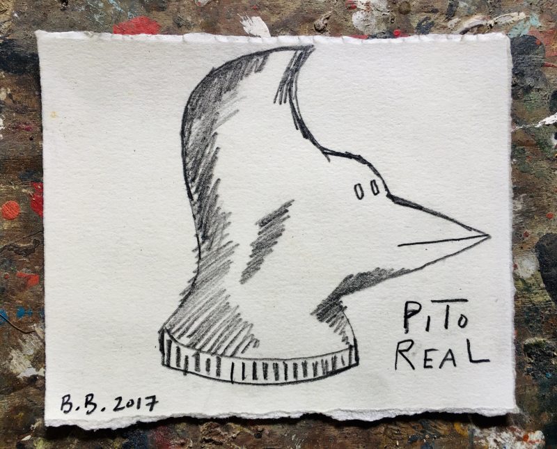 ´Pito Real' 2017 (Mexican Folk Name for the Extinct Imperial Woodpecker). Brewster Brockmann, Boca de Tomatlan, Mexico. Graphite on Found Paper, 15x12 cm. Signed, Titled & Dated. USD$100 / CAN$130