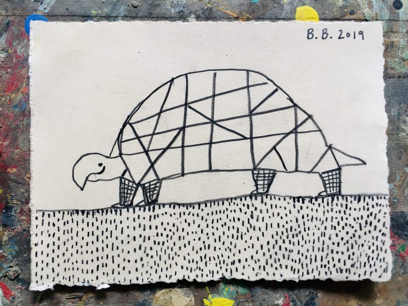 ´Far Tortuga' 2019. Brewster Brockmann, Boca de Tomatlan, Mexico. Graphite on Found Paper, 17x12 cm. Signed, Titled & Dated. USD$100 / CAN$130