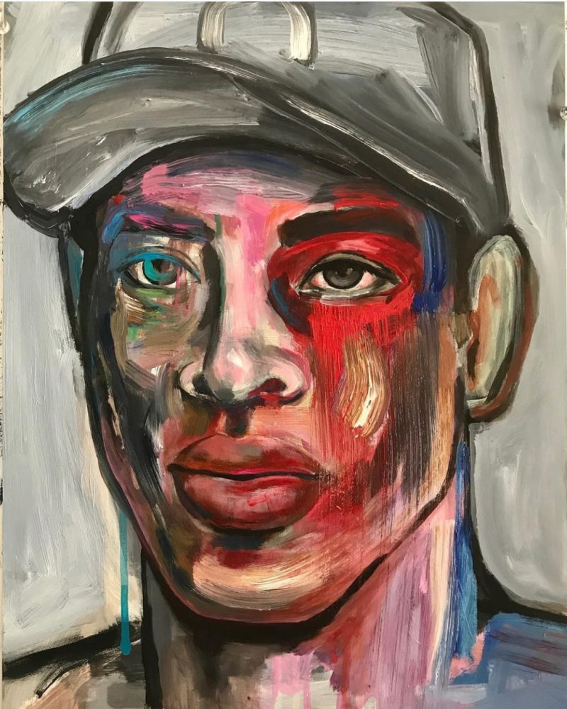 Baju Wijono, New York, USA. 'Self Portrait After Boxing', Acrylic on Gesso Board, 18 x 14 inches. Original Artwork (Not a Print). Shipping not included / shipping would be from New York. USD$2240.