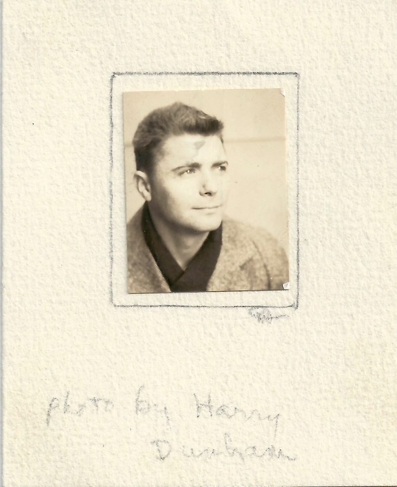 Mid Century Authentic Photograph, 'Portrait of Irving by Harry Dunham', This opens like a greeting card. Dated 1940 (date written in pencil inside card). Measures 2.75 height x 4.5 inches (card open). Part of an Estate from a Gay Couple in New York, from 1920-1970's. SOLD