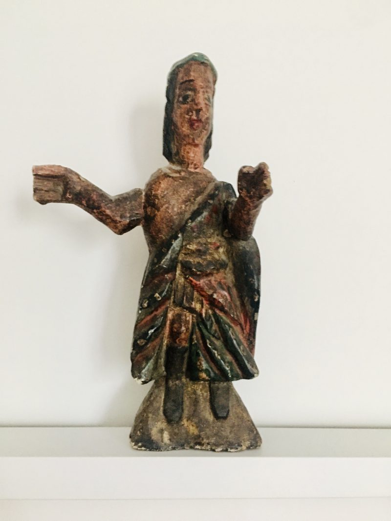Antique Hand Painted Wood Sculpture, Unknown Origin, 8 inches height. $225.