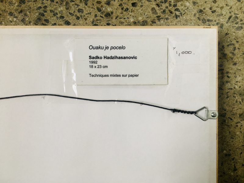 Sadko Hadzihasanovic (Toronto, Canada). 'Ouaku Je Pocelo' 1992, Mixed Media on Paper, 18 x 23 cm. $1000 Framed.
