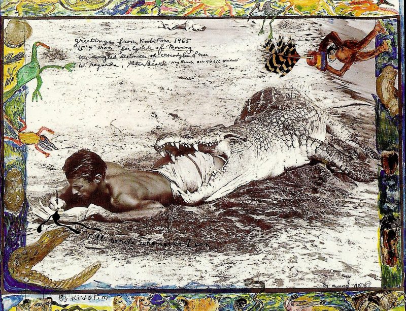 Rare Exhibition Card 'Peter Beard - Carnets Africains - A retrospective (1955 - Present) From 'The Time is Always Now' Gallery, New York. Image Credit; 'I'll Write Whenever I Can, 1965'. Written by hand 'Janique' who was the gallery owner, I believe. Highly Collectible. Measures 6 x 4.25 inches. Given to me by Beard himself when I purchased his work. USD$150.