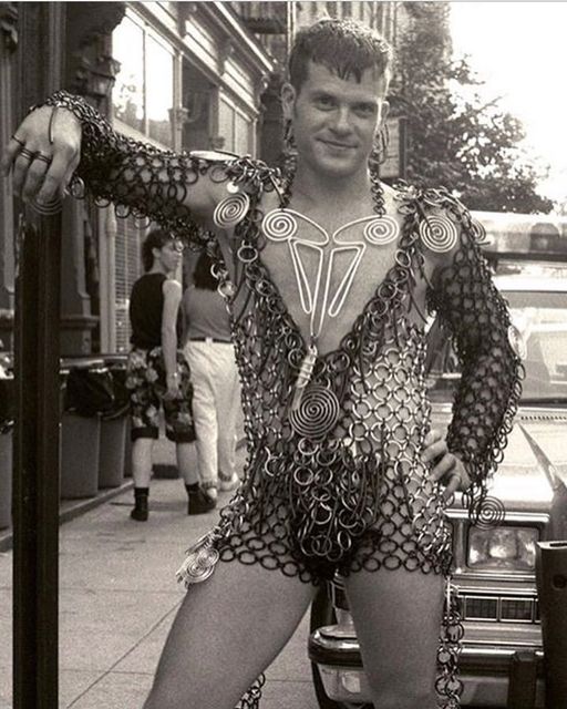David Spada (December 5, 1961 – May 13, 1996) was a jewellery designer who died of AIDS in New York City.  Photo taken during Gay Pride, New York.. 