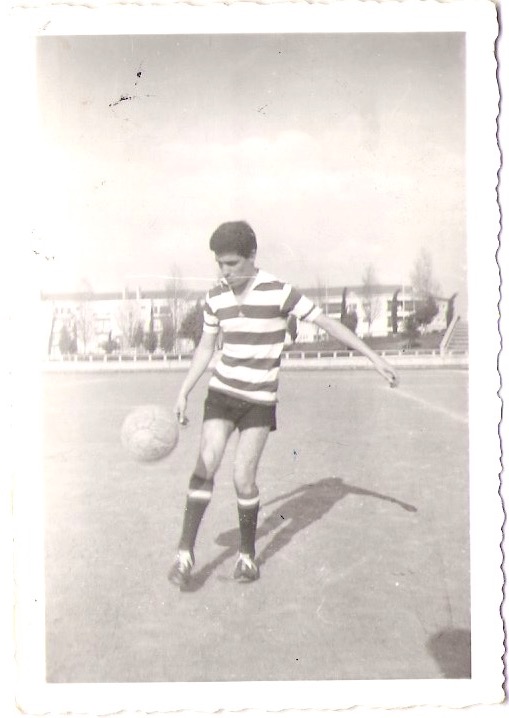 Mid Century Authentic Photograph, 'Dude Playing Soccer'. Hand Written Message on Verso 'I will never forget you. I embrace you. Your Friend, Jose Campos. 27-8-54'. Measures 3.5 x 2.5 inches. SOLD