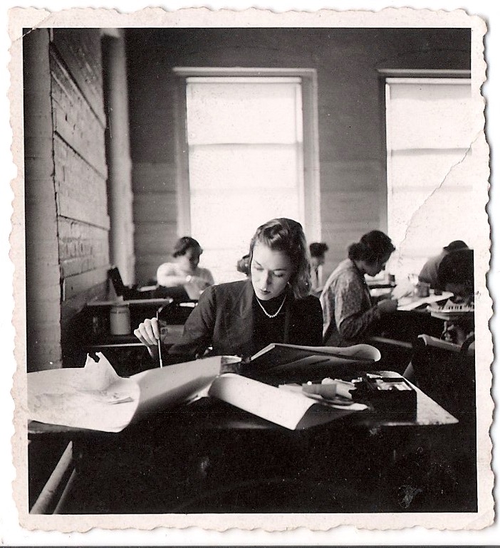 Mid Century Vintage Anonymous Photograph, 'Woman Working at her Desk', Handwritten on verso 'Isabel Kelly, 1937'. Measures 2.25 x 2,25 inches. $25