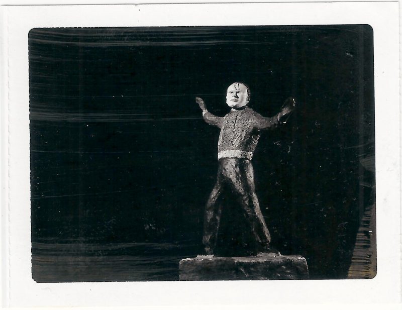 Mid Century Authentic Polaroid Photograph. 'Sculpture of Man in Open Arms' by New York Sculptor M. deLisio'. Measures 3.75 x 2.5 inches. Part of an Estate from a Gay Couple in New York, from 1920-1970's. $55