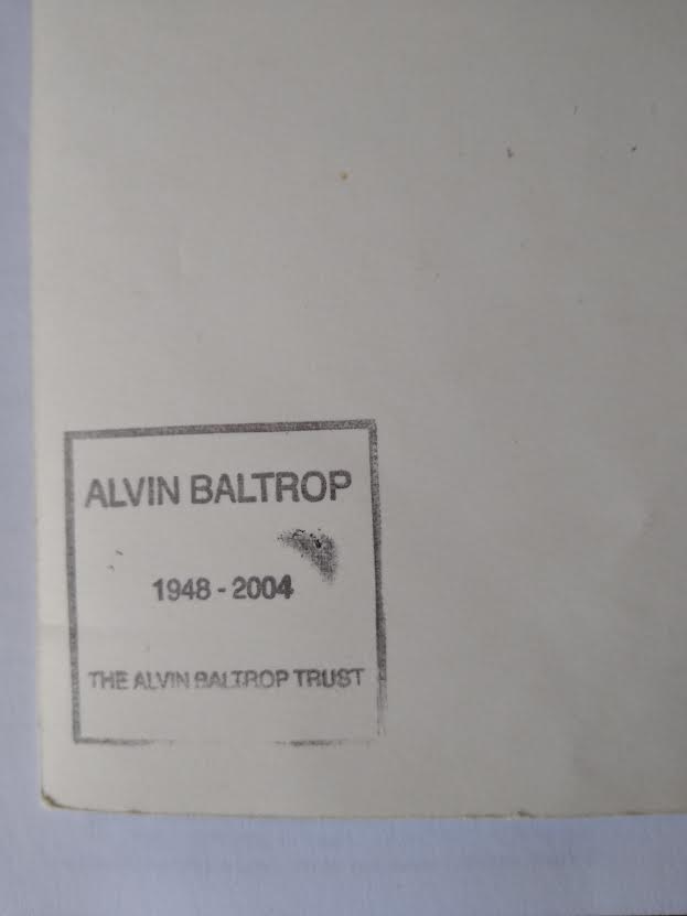 Seal of the Alvin Baltrop Trust is stamped on the back of the photograph.