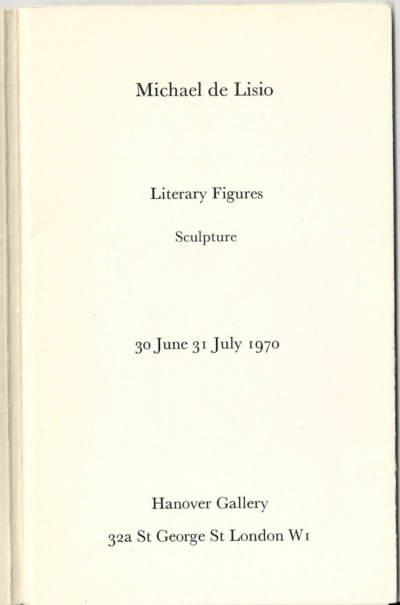 Michael De Lisio, Exhibition Catalogue #4, London, England, 1970