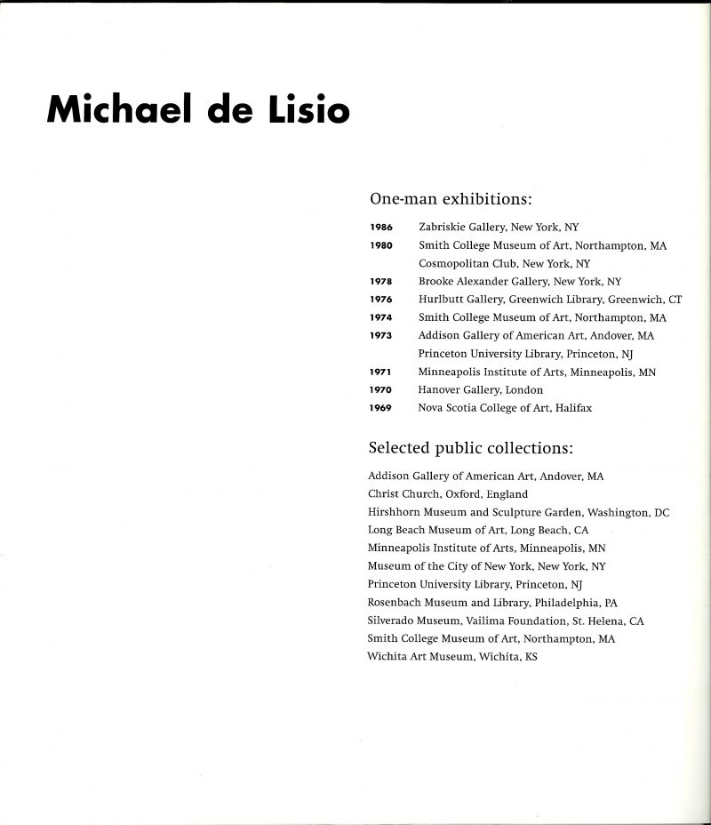 Michael De Lisio, Exhibition Catalogue #5, Boston, USA, 1998. Research & assisted by Guy Berube.