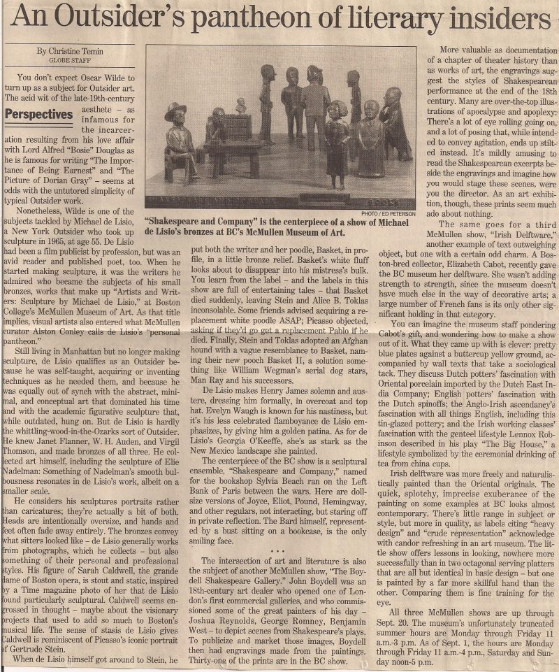 Press: Michael De Lisio, Exhibition, Boston, USA, 1998. Research & assisted by Guy Berube.
