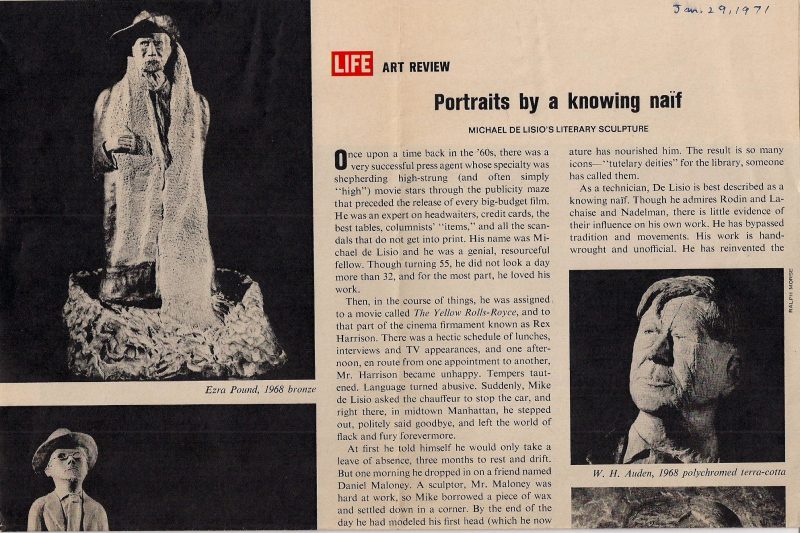Life Magazine Review: January 1971. 'Portraits by a Knowing Naif', The Work of Michael De Lisio.