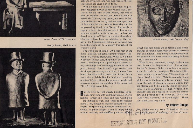 Life Magazine Review: January 1971. 'Portraits by a Knowing Naif', The Work of Michael De Lisio.