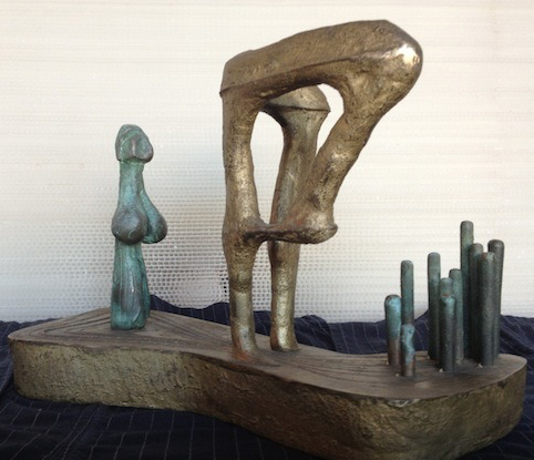 “Contemplating a Family”, Art Price, Bronze, 13 x 8 x 6 inches, 1960s approx. One of a kind sculpture, Edition 1/1. SOLD.