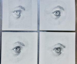 SOLD. Mid Century Set of Pencil Study Drawings of “Eyes”, Anonymous Artist