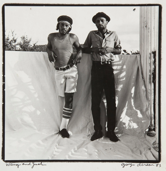 GEORGE DUREAU. 'Wayne and Jack', 1983. Signed & dated. Vintage silver gelatin print. 6-7/8 x 6-3/4 inches image. 10 x 8 inches paper. (GDUR 0489), USD $2,500