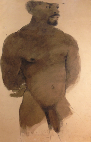 GEORGE DUREAU, 'Untitled', 1969-74, Drawing, Charcoal and oil wash on paper, 34-1/2 x 22 inches, 42-3/4 x 29 inches, framed. (GDUR 0985), USD $4,500