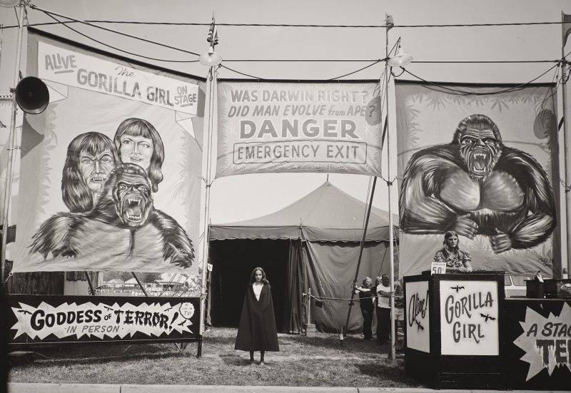 Randal Levenson (Miami, USA), In Search of the Monkey Girl, Count Nicholas' Gorilla Show, Gooding Amusements, Maumee, Ohio, 1974. Digital Print made approx. 2014 from Original Negative. Unsigned. Open Edition. USD$400 / print only
