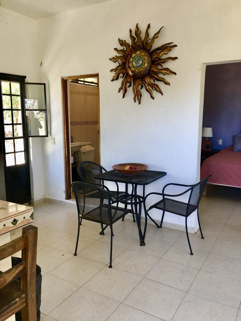 Casita Maura (Main House), Kitchen Seating Area with Views of Main Bedroom & Bathroom.