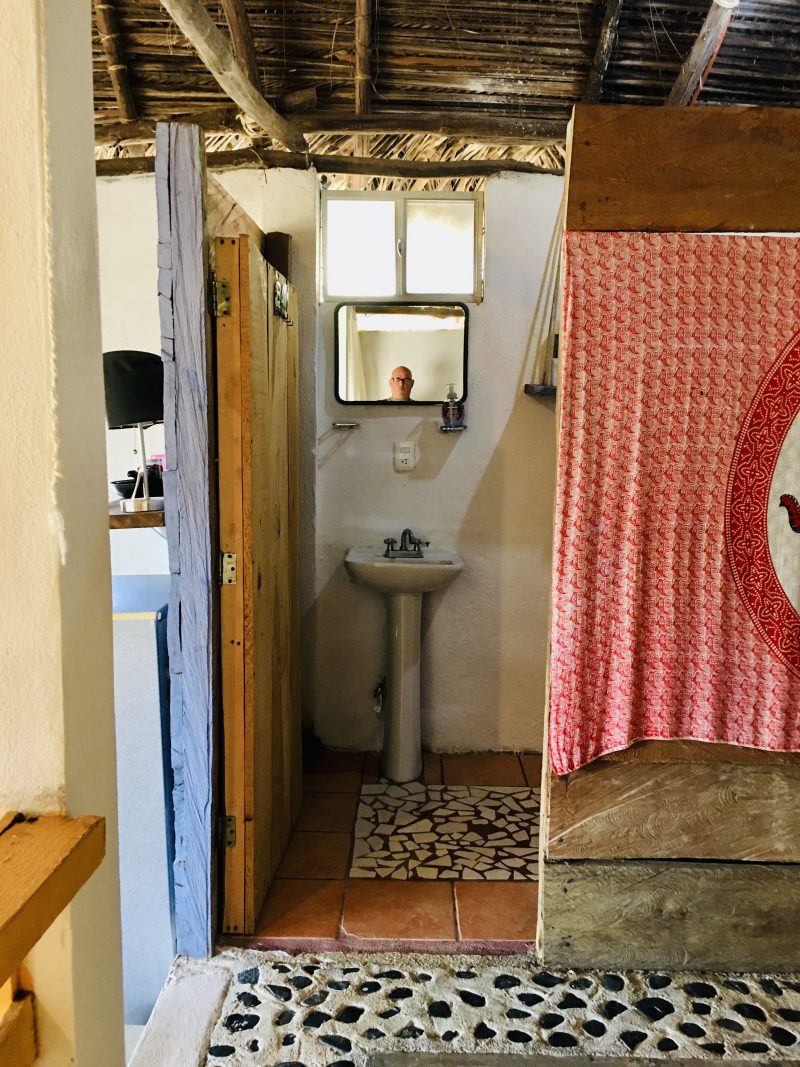 Casita 'Palapa' Interior. Bathroom with Door.