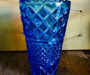 Vintage Unique Blue Glass Vase