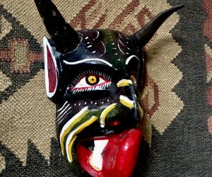 SOLD. Hand Made Diablo Mask with Horns, Mexico