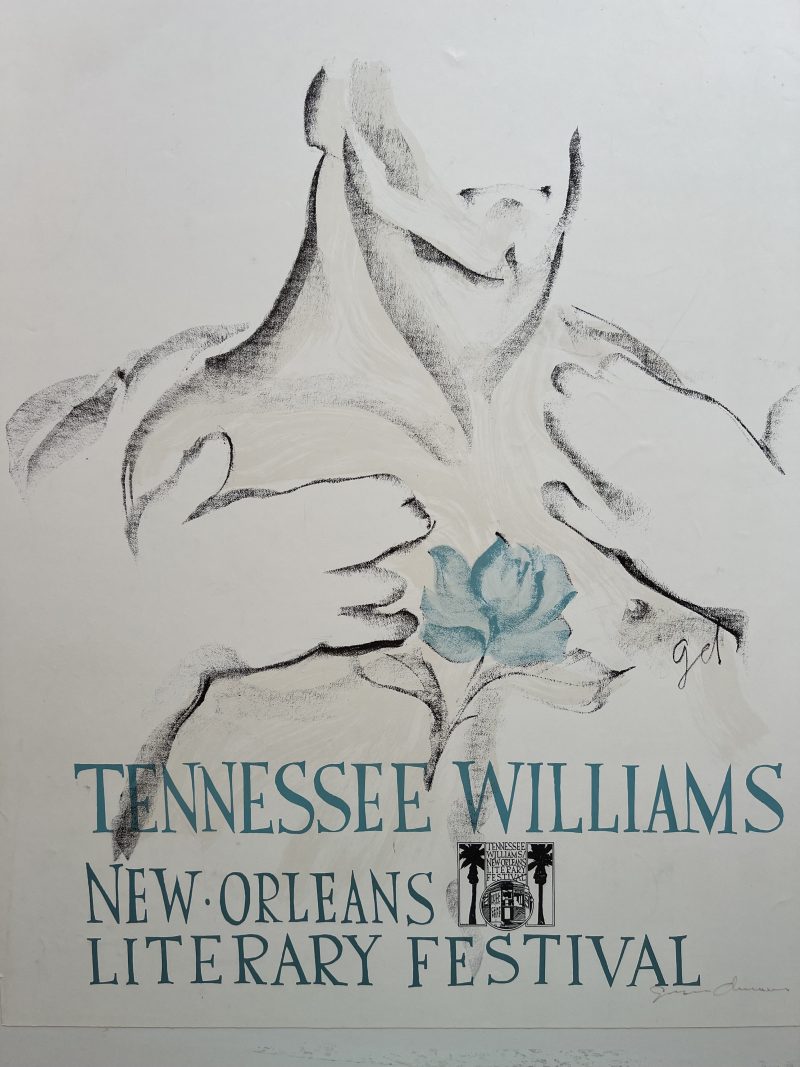 Tennessee Williams Festival Poster 1970's. Artwork by George Dureau. Signature at lower right.