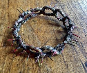 SOLD. Antique Crown of Thorns with Horse Hair