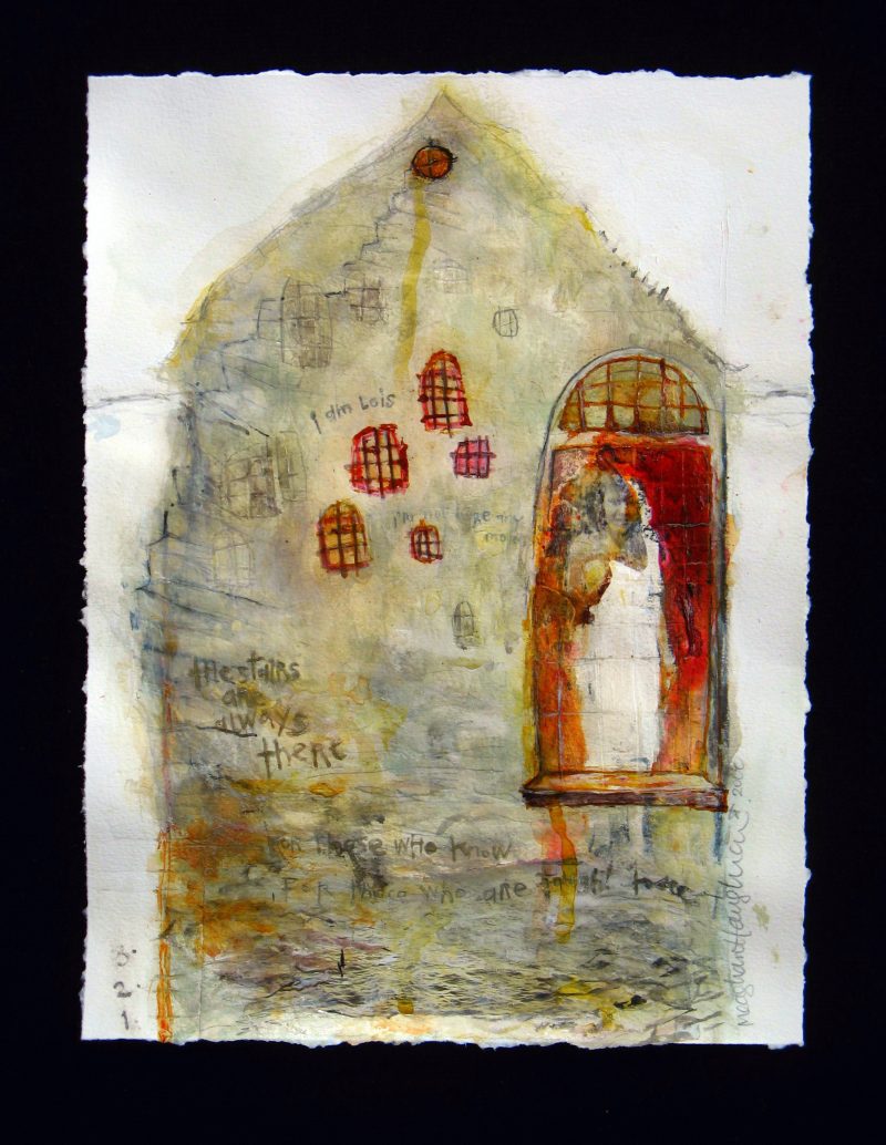 Meaghan Haughian, 'Lois Lived Upstairs', 2008, mixed media + collage on paper, 11.5 x 8.75 inches, $125 (unframed)