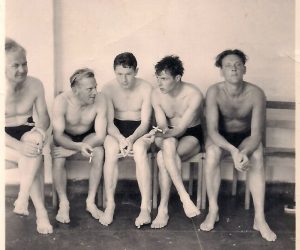 Anonymous, Male Bathers, Black and White Photograph, Digital Print, 1950s