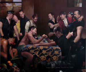 ‘The Arm Wrestlers’ 2005, Original Oil on Canvas Painting by James Huctwith