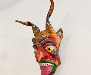 Authentic Mexico Folk Art ‘Devil & Tongue’ Hand Painted Large Mask