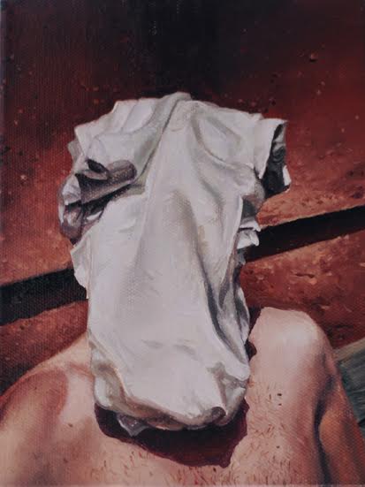 Marcin Cienski, 'POWER BOTTOM', Oil on canvas 8x6 inches, 20x15cm. ($1200 USD)