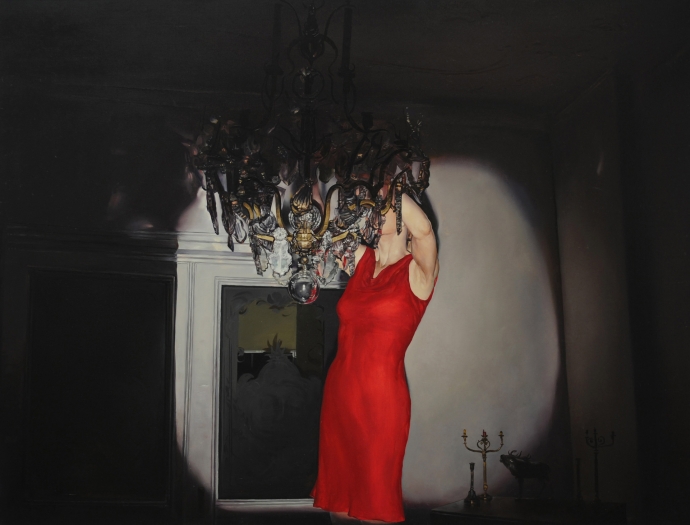 Marcin Cienski, RED DRESS, Oil on canvas 47.24 x 63 inches / 120 x 160 centimeters (SOLD)
