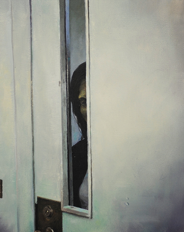 Marcin Cienski, 'I AM HERE', Oil on wood panel 10x8 inches/20x25 centimeters (SOLD)