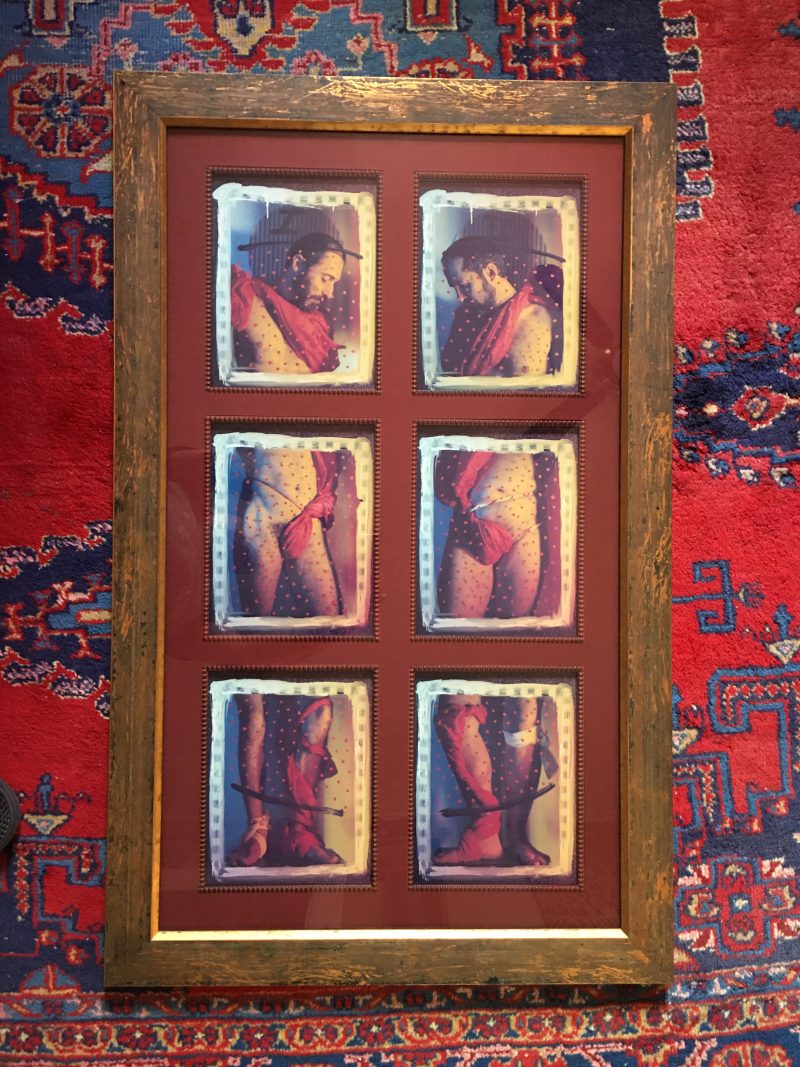 EVERGON, ‘Bobo & Self en Rouge/Red Dots’ 1985, Coloured Polaroid Polyptych  —  6 Prints, Each Print 8 x10 inches, Appraised in 1997, Framed.