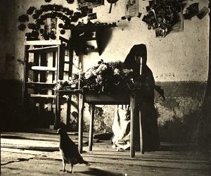 Beautiful Mid Century Portrait of Woman Mourning with Chicken, Unknown Photographer