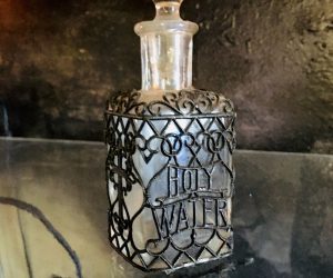 Mid Century Vintage Portable Holy Water Glass Bottle